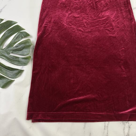 Denim & Co Womens Vintage y2k Velvet Slip Skirt Size S Berry Red Midi Side Slits - Picture 10 of 10